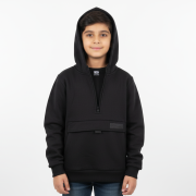 Kids F&F Black Half-Zip Pullover Hoodie – Soft Cotton, Everyday Comfort
