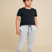 Kids Light Grey “System Activated” Jogger Pants – Soft Fleece, Adjustable Fit