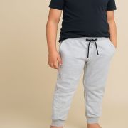 Kids Light Grey “System Activated” Jogger Pants – Soft Fleece, Adjustable Fit
