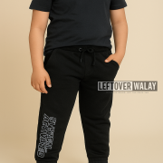 Kids Black “System Activated” Jogger Pants – Soft Fleece, Cuffed Fit