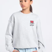 America Today Grey Sweatshirt – Loose Fit, Crew Neck, Printed Design