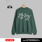 America Today Saul Crew Sweatshirt – Keith Haring Chest & Back Artwork (Unisex, Regular Fit)