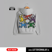 America Today Simms Hood Jr – Boys Hoodie with Keith Haring Chest & Back Artwork