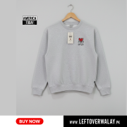 America Today Grey Sweatshirt – Loose Fit, Crew Neck, Printed Design